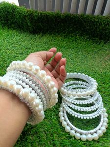Elegant Pearl Bangles Set