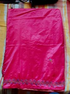 Vibrant Pink Silk Saree with Embroidery