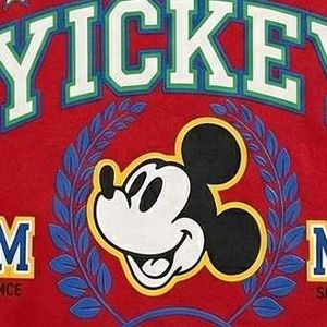 Red Mickey Mouse Cropped T-shirt