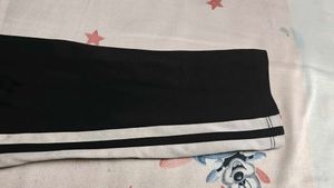 Black Track Pants with White Stripes