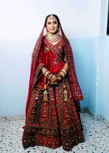 Stunning maroon Bridal Lehenga with double dupatta