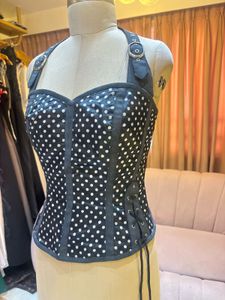 Polka Dot Halter Corset Top