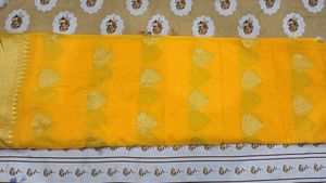 Vibrant Yellow Saree with Golden Border