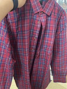 Men's Red Plaid Long Sleeve Shirt