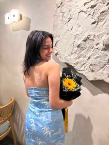 Beautiful Blue Floral Print Dress