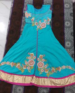Turquoise Embroidered Anarkali