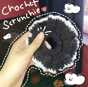 Crochet Black Ruffle Scrunchie🖤✨️