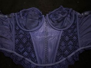 Dark Blue Trim Corset Bra