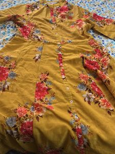 BIBA Yellow Floral Print Kurta with brand size 36