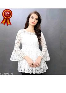 Elegant White Lace Bell Sleeve Top