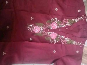 Maroon Embroidered Kurta Set