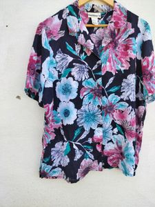Flower Print Short Sleeves Shirt