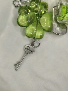 trendy Cute Green Lucky clover Charm Keychain