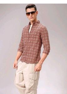 Men's Brown Checkered Casual Shirt