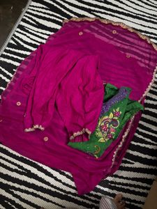 fIX price Green Kurta and Pink Patiala Suit Set