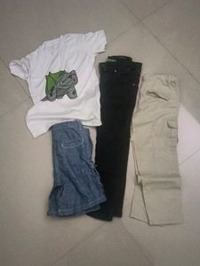 2 Pants  Plus 1 Half Pant And Shirt
