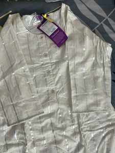 Elegant Cream Striped Kurta Set