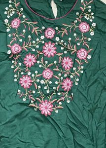 Embroidered Green Kurta