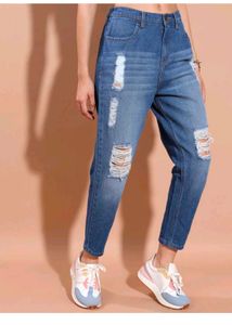Stylish Ripped Blue Denim Jeans
