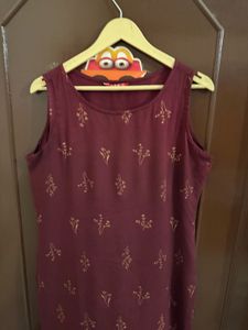 Maroon And Golden kurti