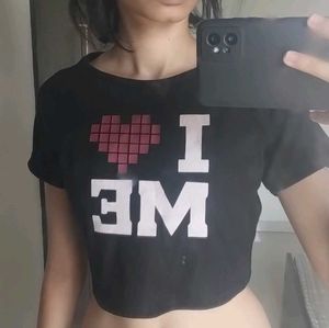 I Love Me Black Crop Top