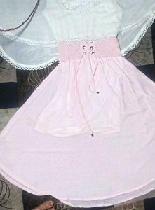 White Lace Top &amp; Pink silk perfect  beautiful look