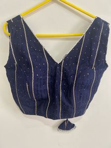 Elegant Navy Blue Lehenga with Padded Blouse