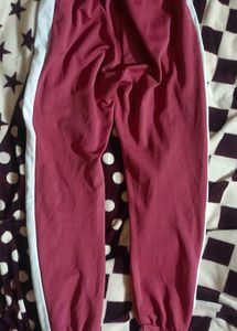 Mauve Track Pants with White Stripe