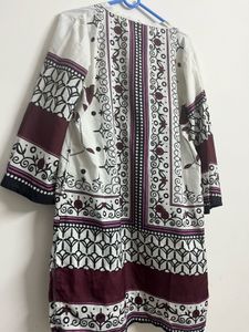 White Palazzos with Ethnic Print Cord set