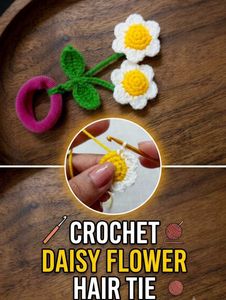 Handmade Crochet Daisy Hair Tie