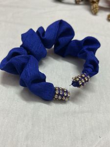 Blue Scrunchie with Embellishments