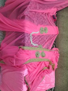Pink rapron, ready to wear saree