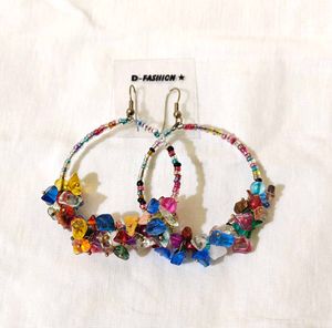 Boho Beaded Hoop Earrings