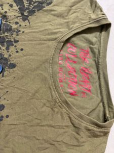 Stylish Olive Green Graphic T-Shirt