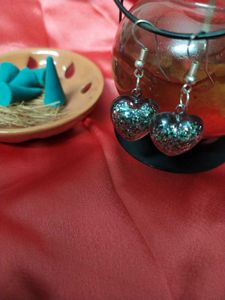 Sparkly Heart Drop Earrings