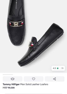 Tommy Hilfiger Navy Texured Leather Loafers