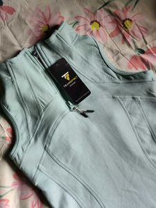 Light Blue Sleeveless Zipper Dress
