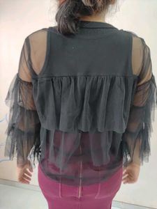 Stylish Black Layered net Top