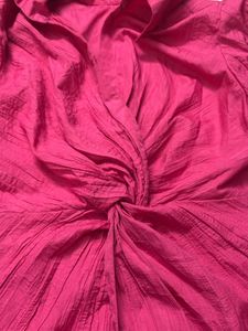 Hot Pink Crinkle Tie-Front Top