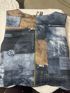 Unique Denim Print Top