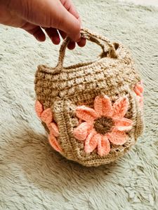 Handmade Crochet Bag with Floral Design