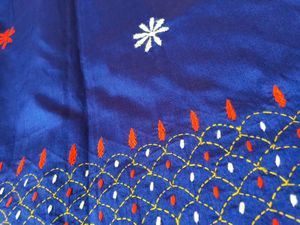 Embroidered Blue Silk Saree