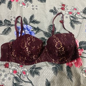 Burgundy Lace French Bra