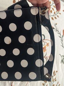 Black &amp; White Polka Dot Clutch