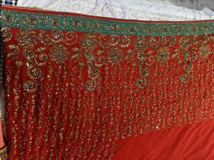 Red Embroidered saare