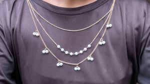 Layered Pearl Necklace Gold Tone