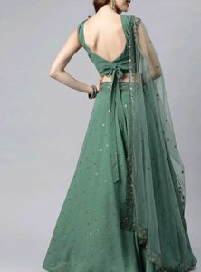 Elegant Sage Green Embroidered Lehenga Set ✨ | Fes