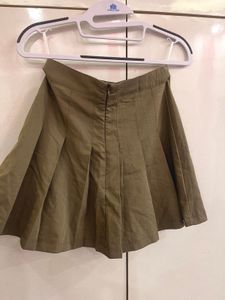 Olive Green Pleated Skirt
