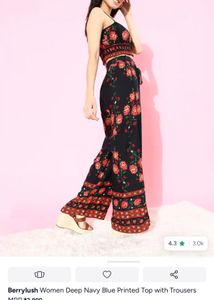 Floral Print Crop Top &amp; Trouser Set