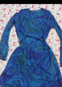 Blue Swirl Print Midi Dress